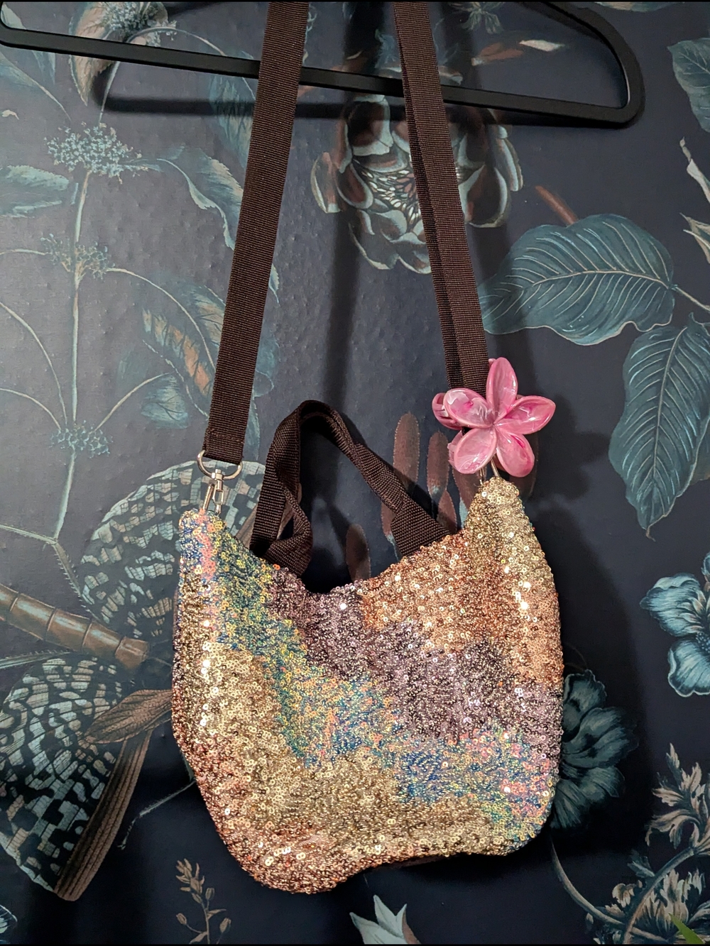 Vintage Y2K Korean Bossae Multi-Color Sequin Crossbody Mini Tote Bag
